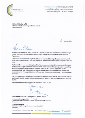 Letter from Lord Deben to Claire Perry MP